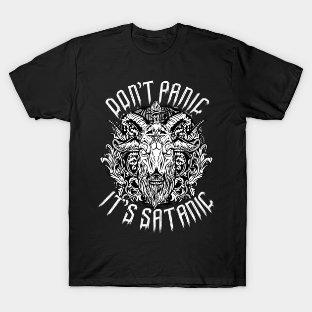 Don't Panic It's Satanic - Baphomet 666 Occult T-Shirt by biNutz